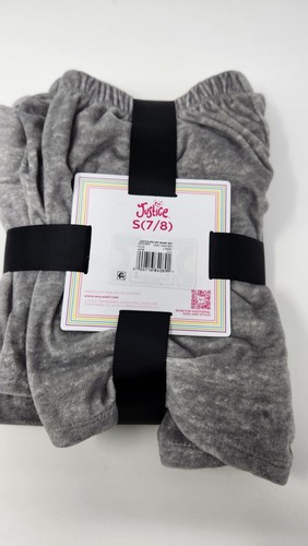Justice Girls Cozy Fleece Long Sleeve Top Sleep Short Pajama Set gray L 7/8 - Picture 2 of 3