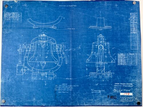 1909 Union Pacific Blueprint- Common Standard Bell Stand - 20'' x 15'' - Picture 1 of 6