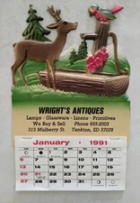 1991 Calendar, Wright's Antiques, Yankton South Dakota