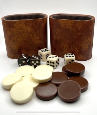 Backgammon Replacement Doubling Cube Dice Bakelite Chip Brown/Ivory/Cream 1.05''