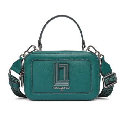 KARL LAGERFELD Simone Green Camera Bag Top Handle Crossbody $230 NWT + Dust Bag