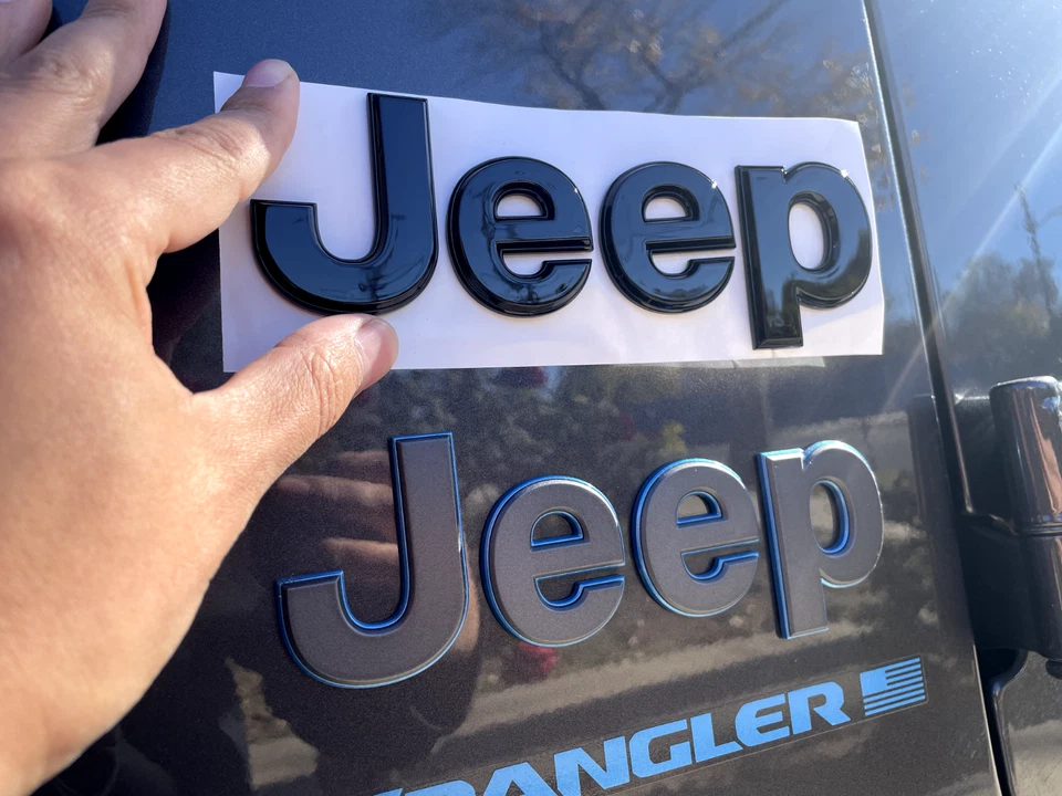 2 (two) 2018-2024 JEEP Wrangler/Gladiator Fender Emblem Black w/ BLack Outline - Image 2 of 4
