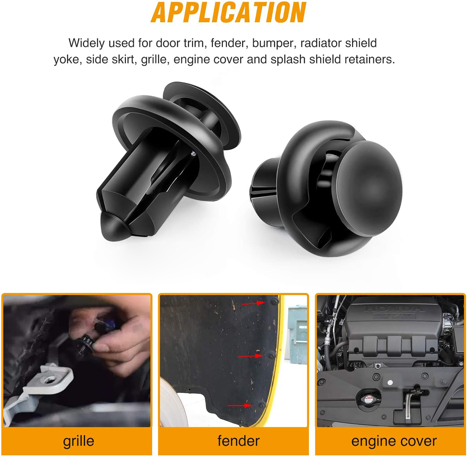 For Honda Bumper Clips Hood Push Fender Rivets Fasteners Retainers 10mm