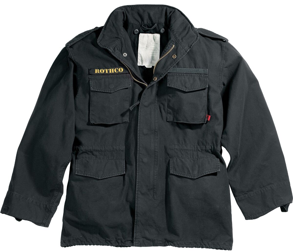 Black Vintage M-65 Military Field Jacket Army Lightweight Black Vintage M-65 Military Field Jacket Army Lightweight