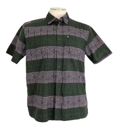 Quicksilver Camp Button Down Shirt Vacation Short Sleeves Mens Size L