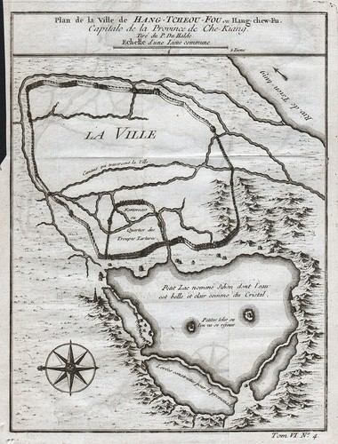 1747 China: Plan de la Ville de Hang-Tcheou-Fou ou Hang-Chew-Fu -Bellin / Schley - Picture 1 of 3