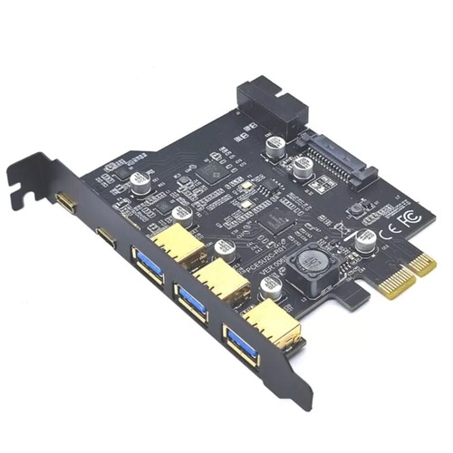 USB 3.2 GEN1 PCIE Expansion Card 5-Ports 2*Type-C 3*USB-A 19-Pin Adapter 5Gbps - Afbeelding 2 van 6