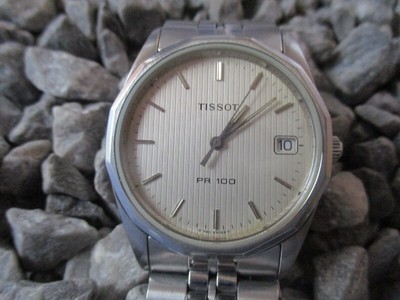 TISSOT PR100 P 360 / 460 Quartz Date Edelstahl Sapphire Crystal 33 mm 90er  90s | eBay