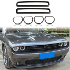 Carbon Fiber Front Bumper Grille Headlight Cover Trim for Dodge Challenger 2015+