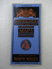 Bartholomew's NORTH WALES Half-Inch Sheet 27 - 1948 Vintage Dissected Cloth Map