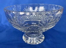 Heavy Crystal Bowl Large Centerpiece Footed Pedestal