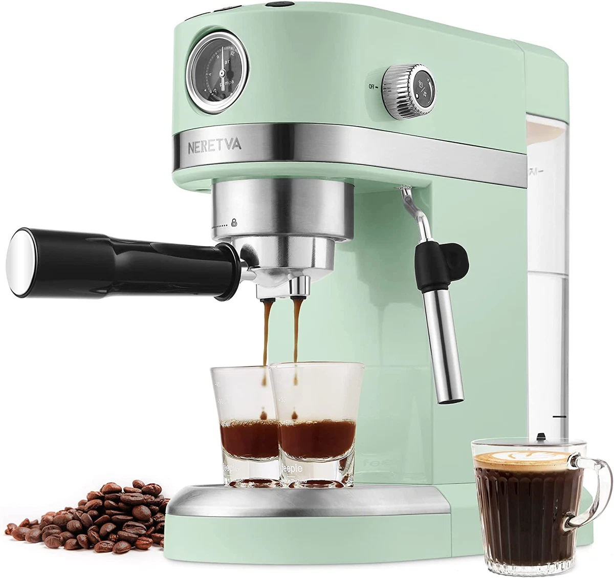 20 Bar Espresso Coffee Machine with Steam Wand for Latte Espresso Mint Green