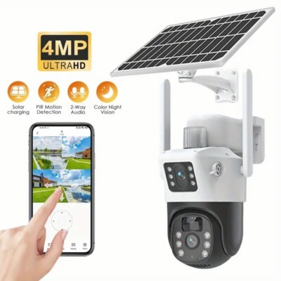 Solar Battery Powered Wireless WiFi Outdoor PTZ Home Security Camera