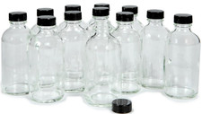 , 12, Clear, 4 Oz Glass Bottles, with Lids