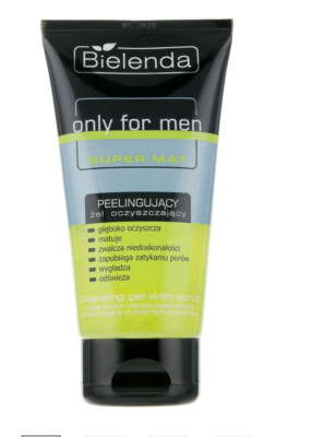 Bielenda Only For Men Skin Super Mat Cleansing Gel With Face Scrub 5 fl.oz.