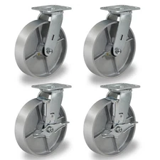 8"X 2" Heavy Duty Casters Semi Steel Cast Iron Wheels Capacity up to 1500-6000LB