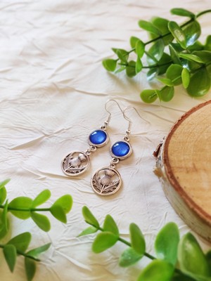 Boucles D'oreilles Outlander - Chardon écossais En Verre, Couleur Beige Argenté