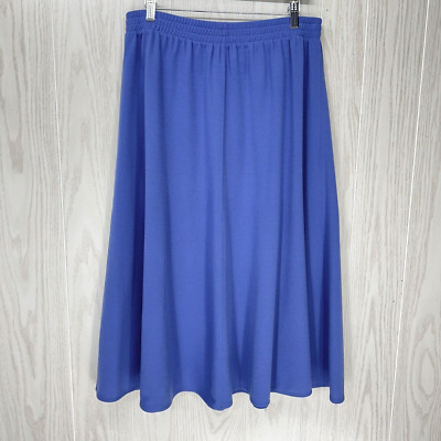 Smith & Jones Midi Shirt Womens Blue Large Elastic Waist Poly Wool Blend