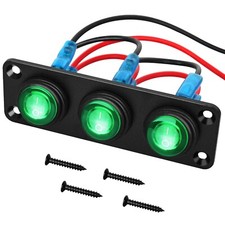 Nilight 3 Gang Rocker Switch Panel 12v Waterproof On-off Toggle Switches Green