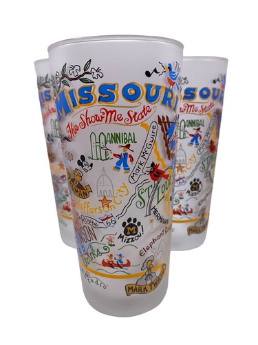 Vintage 2004 “Catstudio” Frosted Missouri Colorful Glass Tumblers