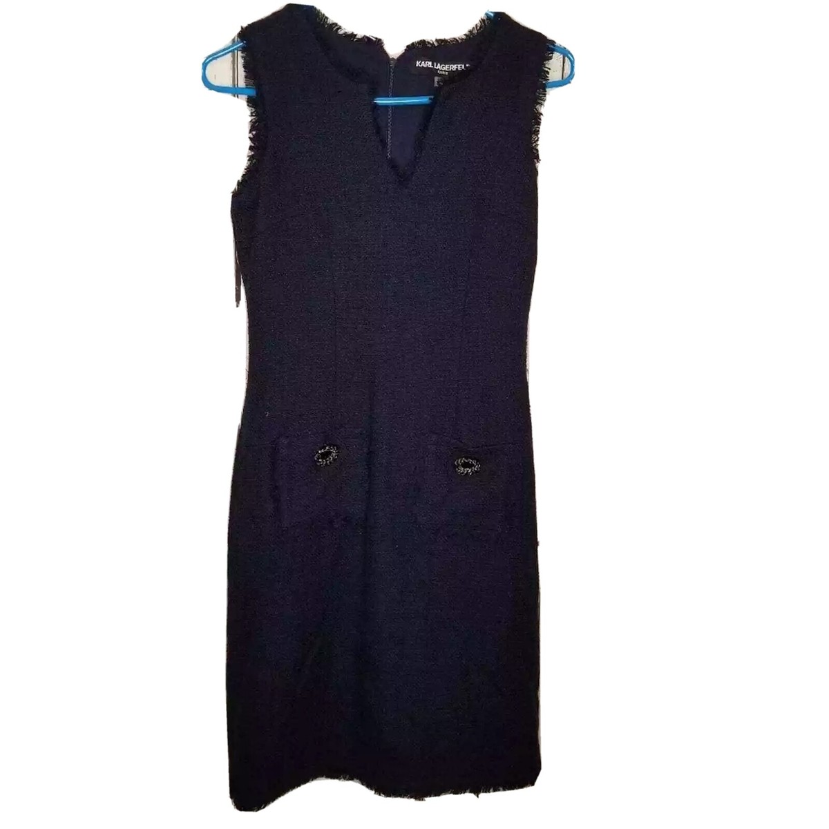 karl lagerfeld black tweed dress Paris Women's Shift with Pockets Size 0 Size:3J Coral Dress maxi black sexy dress The crewneck and short