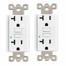 2PK Decor 20A/125V GFCI Outlet Receptacle with LED Indicator,Wall Plate Included
