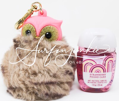 Bath Body Works Fluffy Owl Puff Hand Sanitizer Pocketbac AntiBac Gel Holder Clip