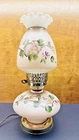 Vintage Hand Painted Floral Pattern Milk Glass 3 Way Table Lamp 15.25" Tall