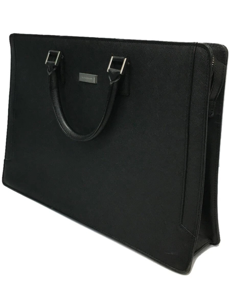 Burberry Briefcase Leather Blk Plain Business Bag Leather Black