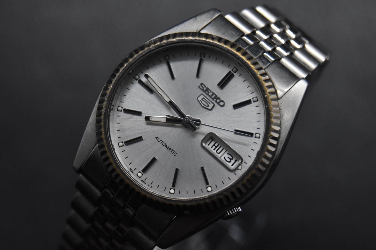 SEIKO 5 7S26-3110 Automatic Silver Men's Watch From JAPAN【MINT