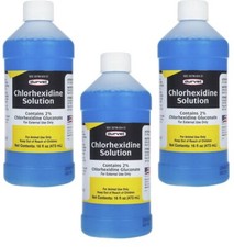 Durvet Chlorhexidine Solution 3 Pack 16oz Topical Wound Cleaner for Dogs Horses