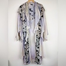 Vintage 80's Lavender Dyed Ruffle House Robe