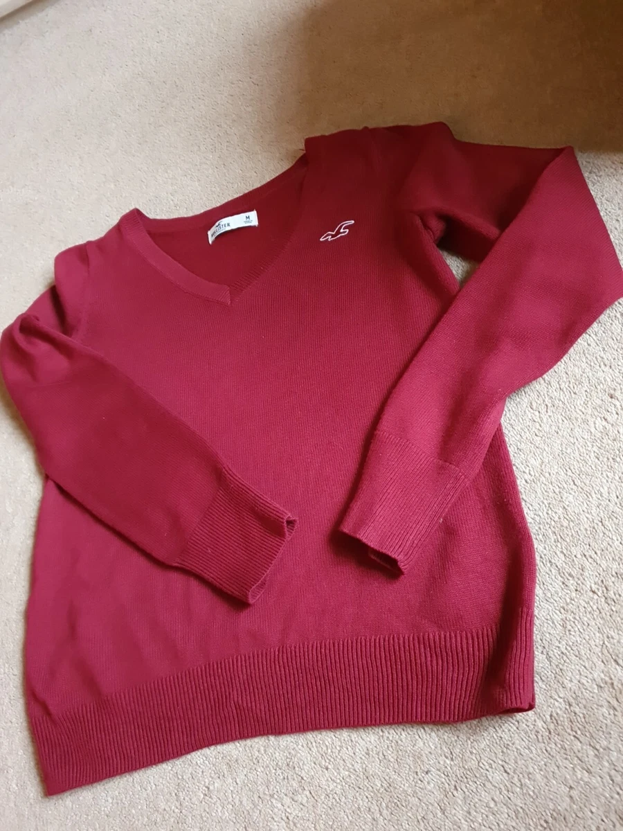 Hollister Deep Red Jumper Size M. V Neck. eBay