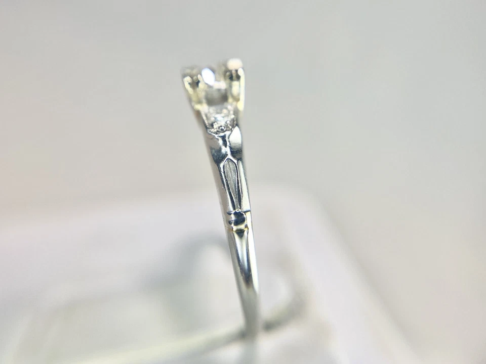 Anillo de compromiso vintage Art Deco paladio antiguo minero diamante redondo natural Foto 4 de 4