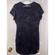 January 7 Black Lace Short Sleeve Sheath Dress Women's 1213