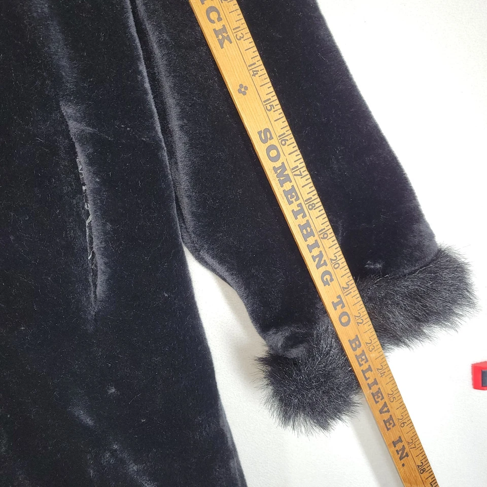 Abrigo de piel sintética vintage Dona Lucci para mujer 12 negro EE. UU. 70 mafia esposa invierno otoño Foto 4 de 4