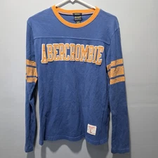Vtg Abercrombie & Fitch Y2K Tee Men's Size L Blue Yellow Muscle Long Sleeve