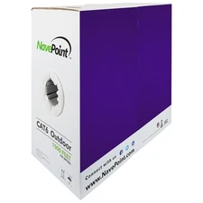 CAT6 1000FT UTP Solid CCA Outdoor Direct Burial LDPE Ethernet 23AWG Black