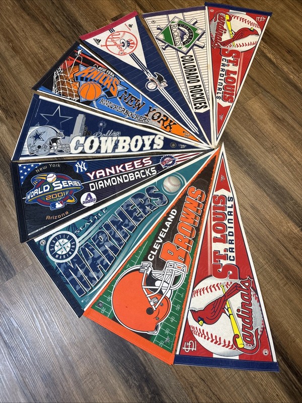 WinCraft Sports Pennant Lot 9 NFL, MLB NBA, Basketball Mixed Teams Vintage USA