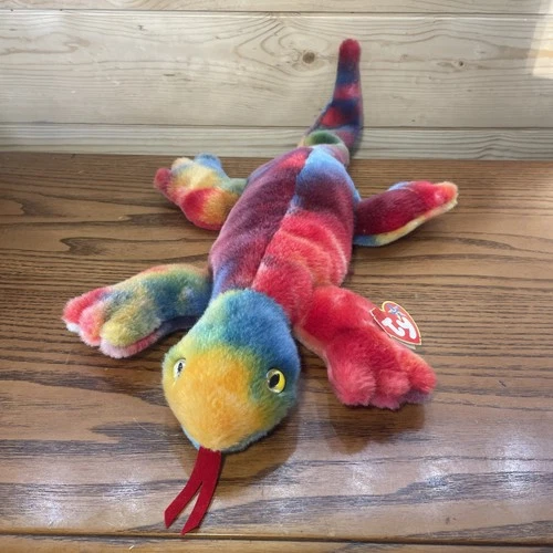 VTG Ty Beanie Buddies - Lizzy the Lizard (Bright Tie-Dye) 1999 Mint W/Tags 22”