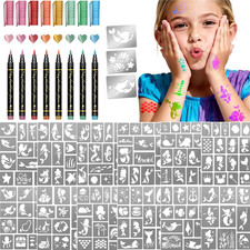 Temporary Tattoo Markers for Skin, Metal Body Markers 8 Pack, Mermaid Tattoo