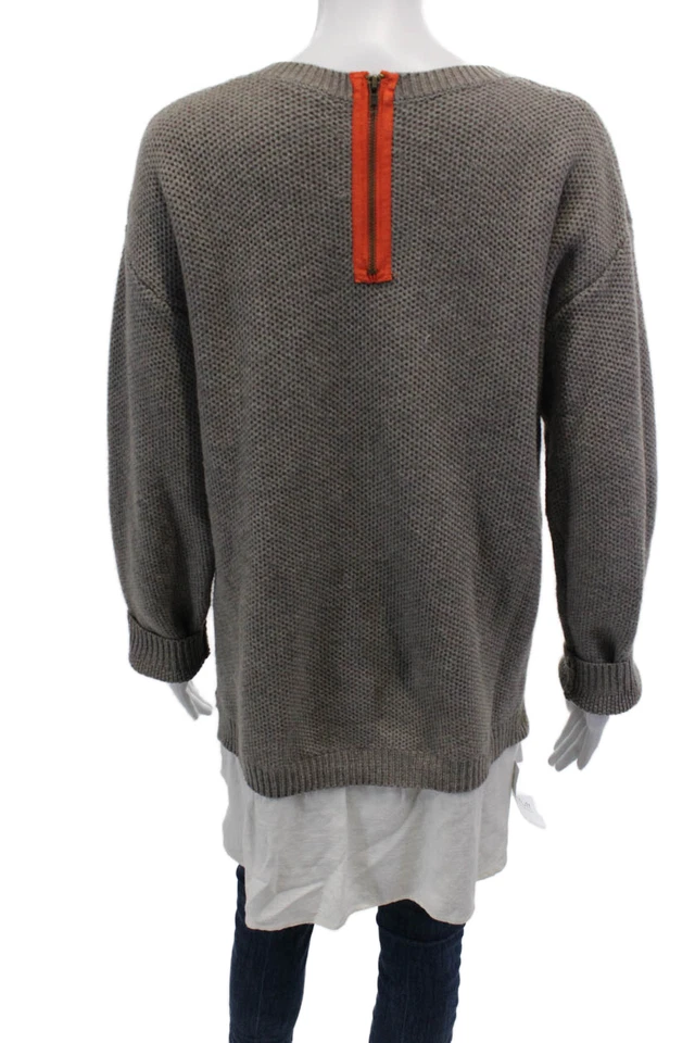 Blusa gris con cremallera manga larga Mystree para mujer talla L Foto 3 de 4