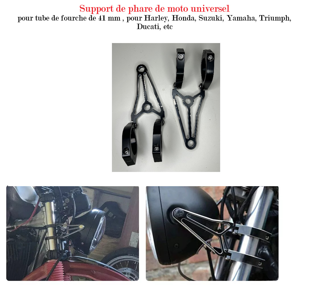 Support de phare avant de moto 41mm pour rénover votre monture vintage