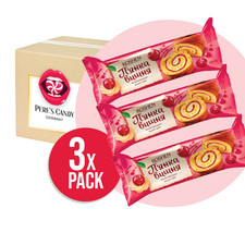 3er Pack Roshen Cherry – Biskuitrolle mit Kirsch-Cremefüllung 3x180g 540g