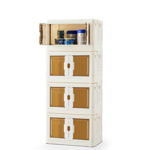 4 Piece Stackable Foldable Organizer Closet Bins Plastic Container Box w/ Wheels