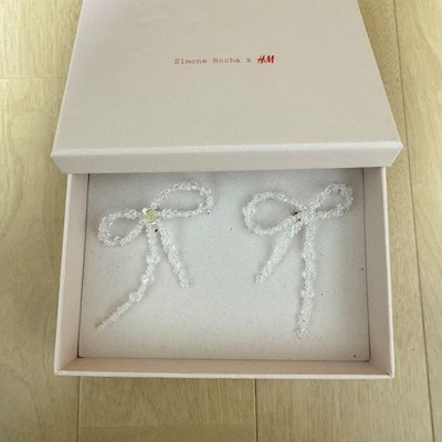 Simone Rocha x H&M Crystal Ribbon Earrings Drop Transparent w/Original Box
