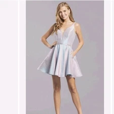 Aspeed Iridescent Sleeveless Semi Formal Cocktail Shimmer Mini Dress XS