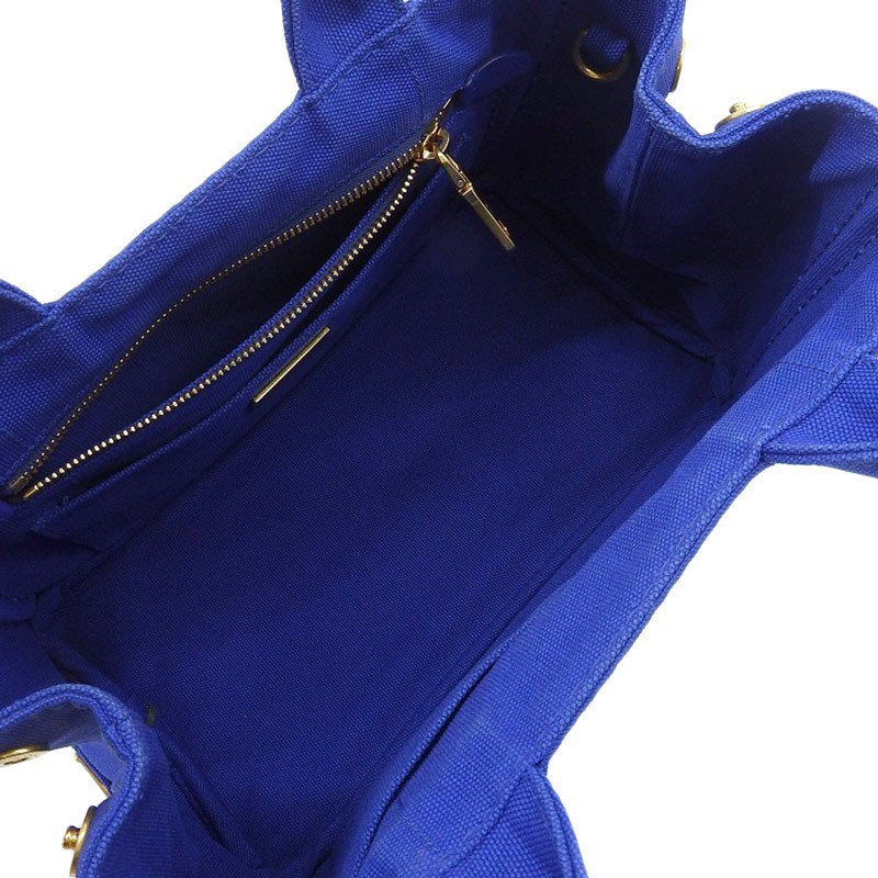 PRADA Canapa 2WAY Bag Handbag Shoulder Bag Canvas Blue Used  OB2374 from japan thumbnail 6