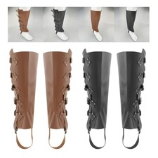 2x PU Leather Medieval Lace up Buckle Boots Gaiters for Warrior Cosplay