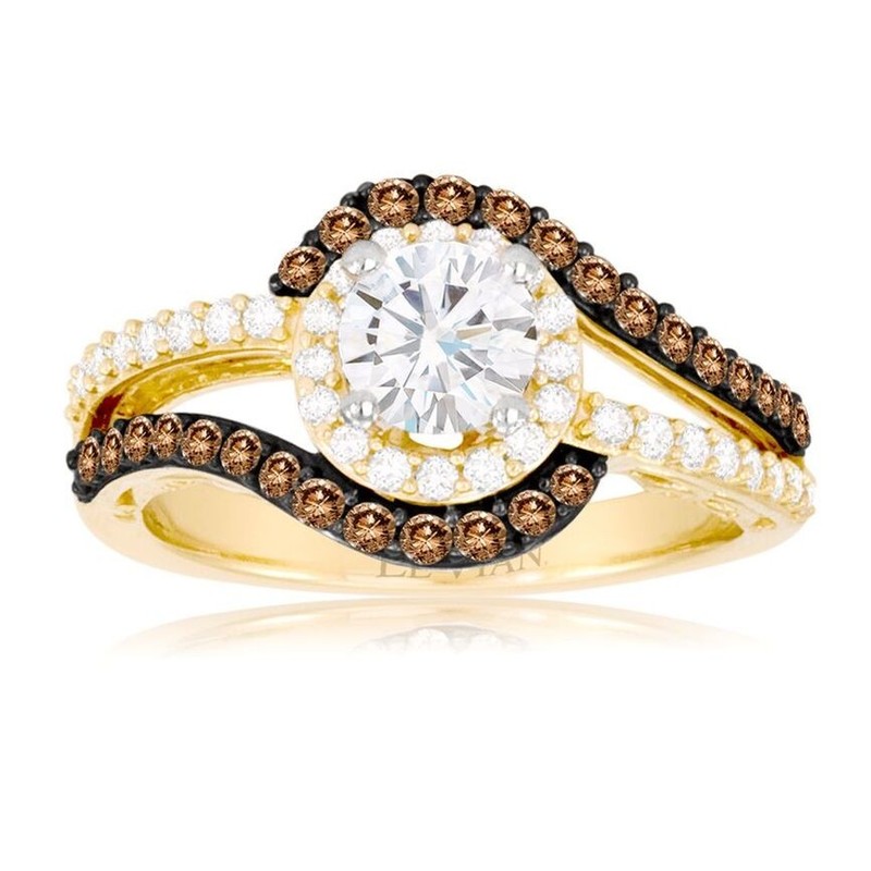 LeVian 14K Multi-Tone Gold Cocktail Ring with 1.13 ct. White and Brown Diamond